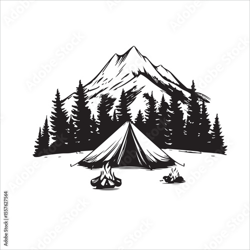 camping in the forest
