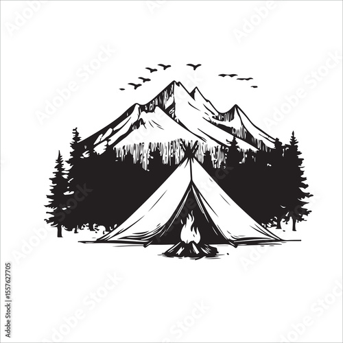 camping in the forest