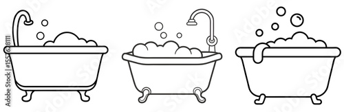 Bathtub Coloring Book Page - Line Art Outline Design