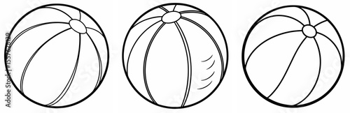 Beach Ball Coloring Book Page - Line Art Outline Illustration