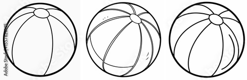 Beach Ball Coloring Book Page - Line Art Outline Illustration