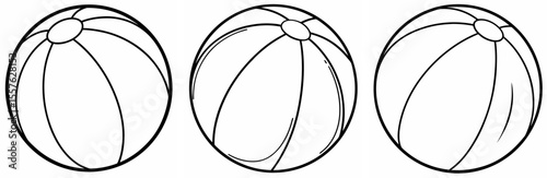 Beach Ball Coloring Book Page - Line Art Outline Illustration
