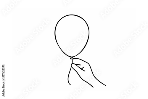 Hand holding a balloon string simple