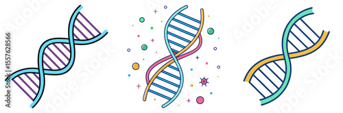 DNA Coloring Book Page - Line Art Outline Design