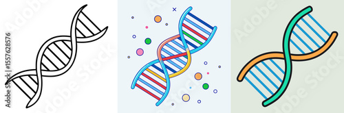 DNA Coloring Book Page - Line Art Outline Design