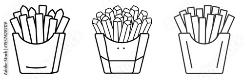 French Fries Coloring Book Page - Line Art Outline Illustration