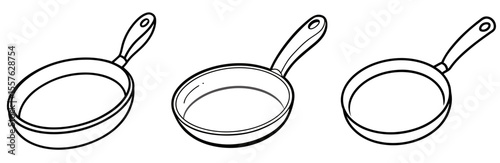 Frying Pan Coloring Book Page - Line Art Outline Illustration
