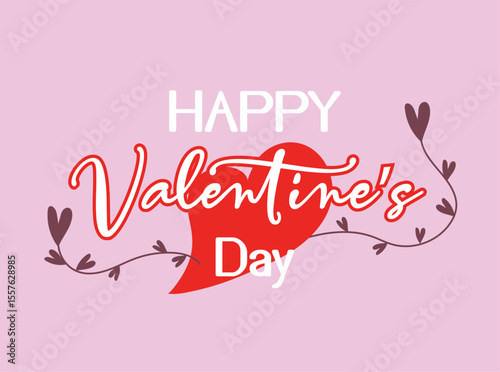 Valentine's Day Illustration: A romantic Valentine's Day design features the phrase "Happy Valentine's Day" elegantly scripted, with a heart.