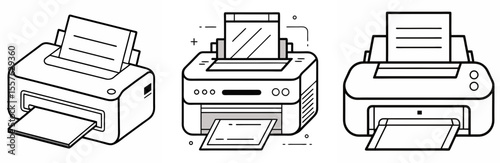 Printer Icon - Outline, Minimalist, Line Art Office Equipment Symbol