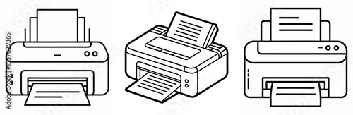 Printer Icon - Outline, Minimalist, Line Art Office Equipment Symbol
