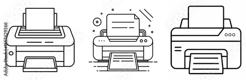Printer Icon - Outline, Minimalist, Line Art Office Equipment Symbol