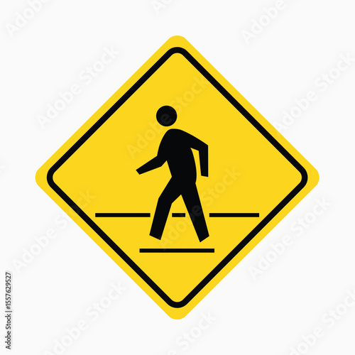 Pedestrian Crossing Symbol: A universally recognized warning symbol indicating a designated pedestrian crossing area. This clear and concise sign, essential for road safety.