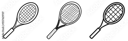 Tennis Racket Icon - Outline, Minimalist, Line Art Sports Symbol