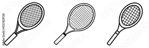Tennis Racket Icon - Outline, Minimalist, Line Art Sports Symbol