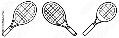 Tennis Racket Icon - Outline, Minimalist, Line Art Sports Symbol
