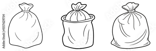 Trash Bag Icon - Outline, Minimalist, Line Art Garbage Symbol