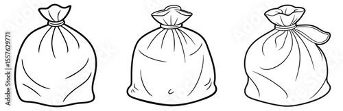 Trash Bag Icon - Outline, Minimalist, Line Art Garbage Symbol