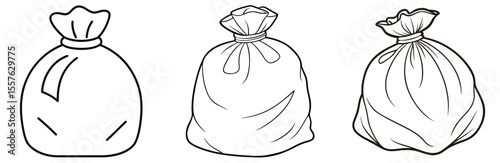 Trash Bag Icon - Outline, Minimalist, Line Art Garbage Symbol