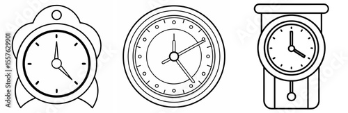 Wall Clock Icon - Outline, Minimalist, Line Art Symbol