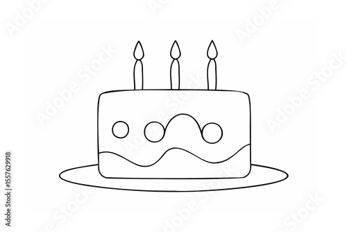 Rectangular cake with candles and circles birthday