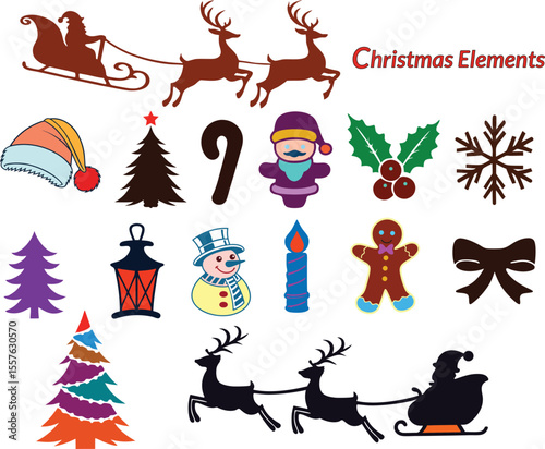 Christmas elements vector set design. Christmas holidays vector symbol collection. Christmas, winter, xmas, snowman, holiday.