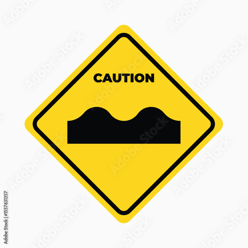 Road Bumps Ahead: A symbolic warning sign with bold text against a vibrant yellow backdrop alerts drivers to potential road hazards, representing safety and caution.