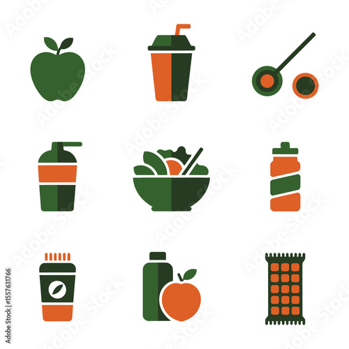 Green apple drink cup salad bottle shaker coffee cup bar