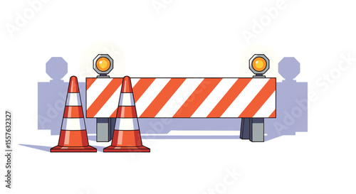 Traffic Safety Cones and Construction Barrier for Roadway Work and Public Guidance