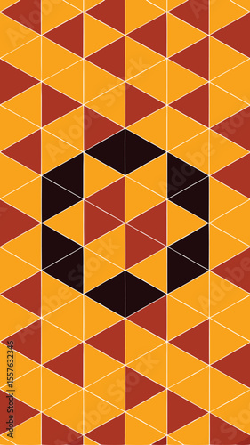 Abstract geometric pattern in autumnal colors with a repeating triangle composition