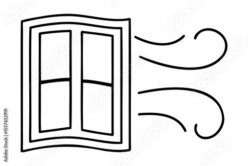 Window with blowing wind movement