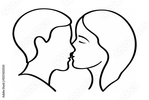 Couple kissing with closed eyes love romance