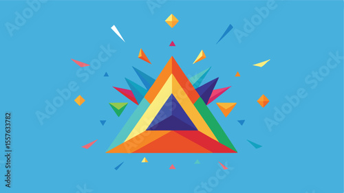 Abstract geometric triangle art on a vibrant blue backdrop modern design