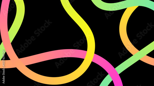 Set of vector graphic elements. Abstract shapes with smooth wavy lines, bright colors and gradient transitions.
