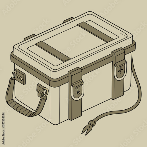 Beige Waterproof Map Case with Brown Straps and Handle Isometric Illustration beige map case carrying handle
