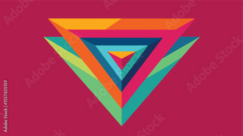 Abstract geometric triangle design with layered colorful shapes and transparency