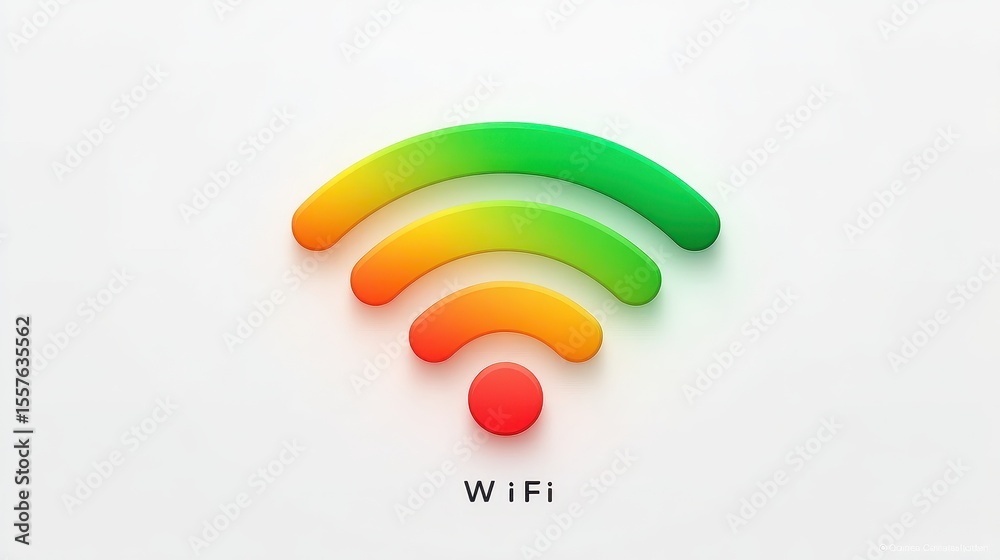 Fototapeta premium A colorful, stylized WiFi icon against a soft, white background