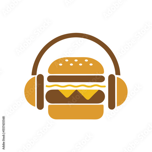 Stylized burger with headphones hamburger food