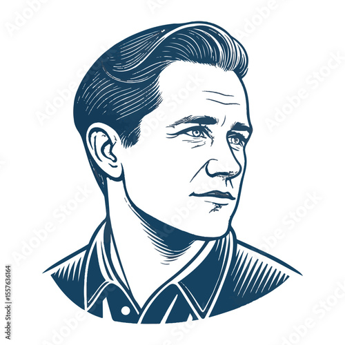 Beautiful man profile set, pack logo, icon. Vector outline silhouette on white background