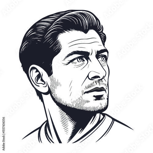 Beautiful man profile set, pack logo, icon. Vector outline silhouette on white background