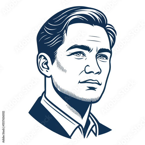 Beautiful man profile set, pack logo, icon. Vector outline silhouette on white background