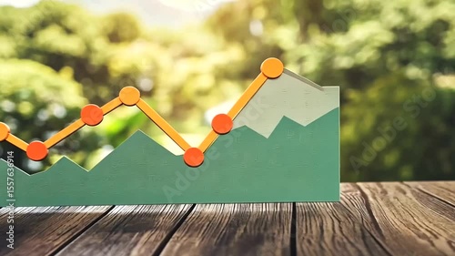 Growing Graph Animation on Wooden Table