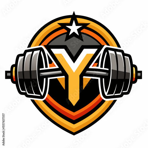 Gym, fitness logo or label. Sport, bodybuilding concept. Vector illustration