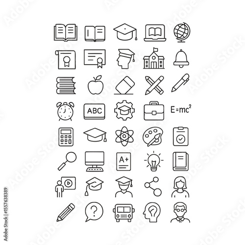 Education and Learning Icons Set - Outline Style