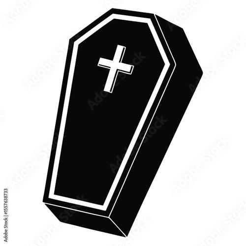 coffin with cross silhouette
