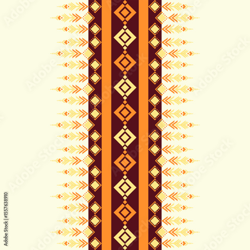 seamless geometric pattern orange, yellow. Native American tribal fabric, design vector for woven textile printing,tile,carpet,cards, motifs, picture books, ethnic boho indian texture ornament pattern