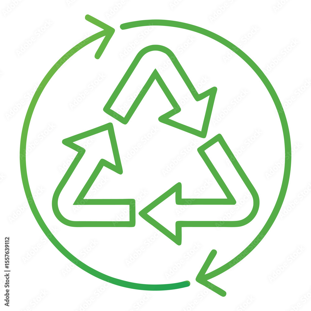 Thin Line Vector Illustration of Three-Arrow Recycle Icon – Minimalist Outline Symbol Representing Sustainability, Eco Awareness, and Recycling – Isolated Design on White Background Thin Line Vector Illustration of Three-Arrow Recycle Icon – Minimalist Outline Symbol Representing Sustainability, Eco Awareness, and Recycling – Isolated Design on White Background