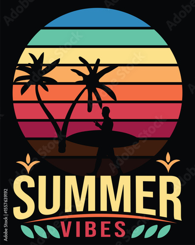 Summer vibes T shirt design vector .