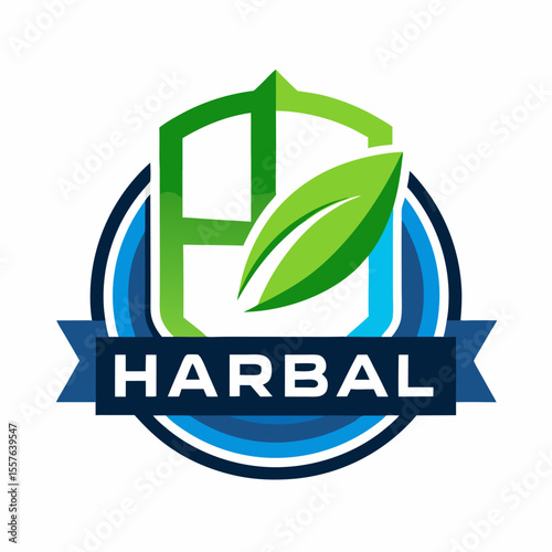 Harbal Natural Organic Vector With Leaf Illustration.
