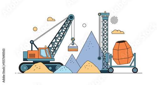 Heavy Machinery Operation in a Construction Site Environment