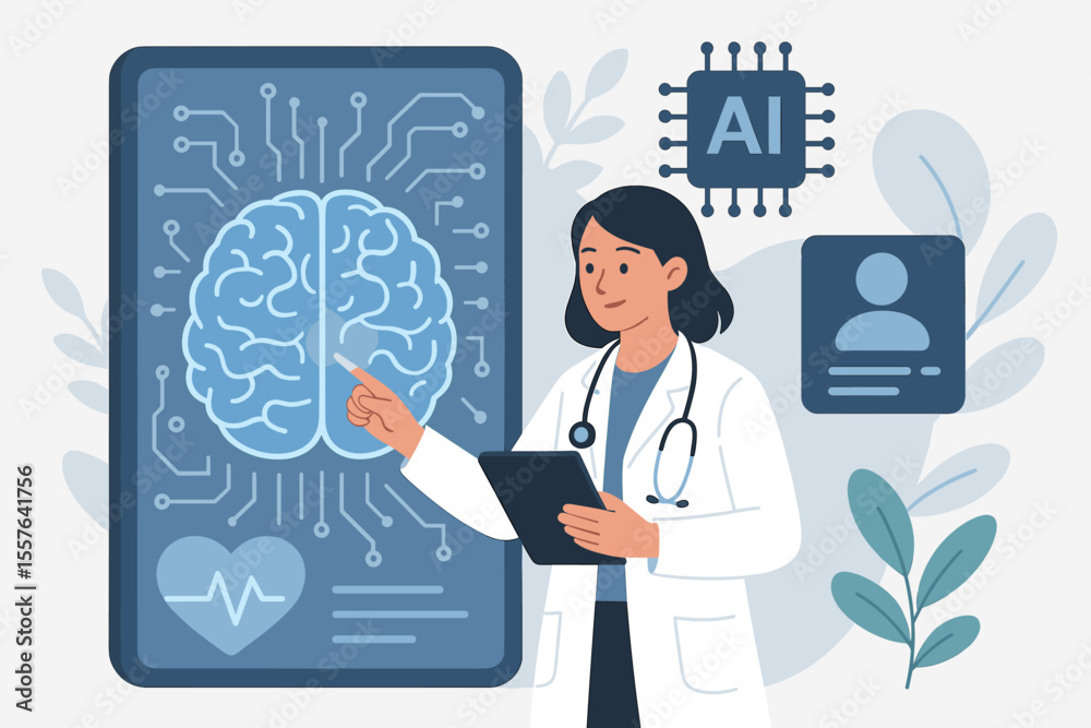 Artificial Intelligence in Medical Technology, Doctor Using AI for Brain Diagnosis, Precision Healthcare, Patient Treatment Accuracy, Future Medical Research and Innovation Concept Artificial Intelligence in Medical Technology, Doctor Using AI for Brain Diagnosis, Precision Healthcare, Patient Treatment Accuracy, Future Medical Research and Innovation Concept